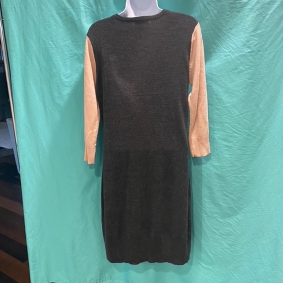 Grey and Pink Sweater Dress with Pearls and Rhinestone Accents - Picture 15 of 16